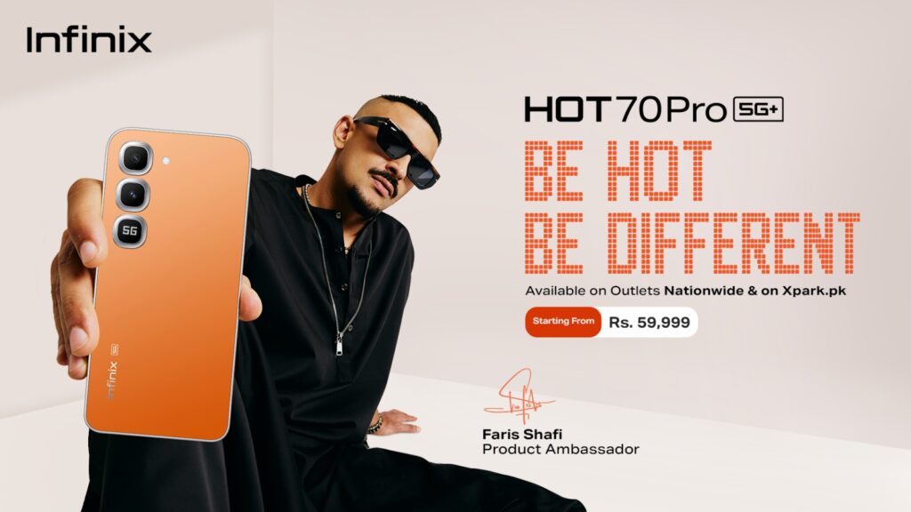Infinix HOT 70 Pro launched in Pakistan with 5G connectivity, IP68 protection and a 50MP Sony camera.
